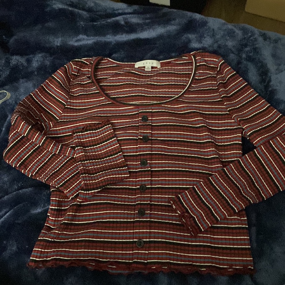 🥭 (4 for $15) GAZE striped ripped top - Picture 3 of 8